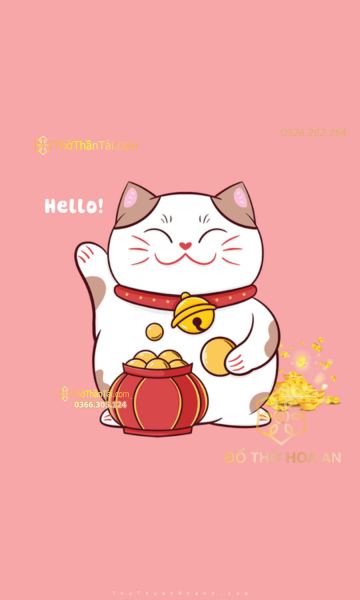 Hình nền mèo Thần Tài cho điện thoại – mẫu 17