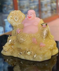 Tượng Di Lặc Như Ý Bột Đá Vàng