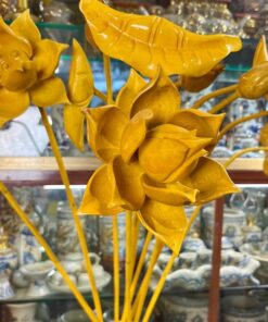 Cành Hoa Sen Gỗ Mít Màu Vàng