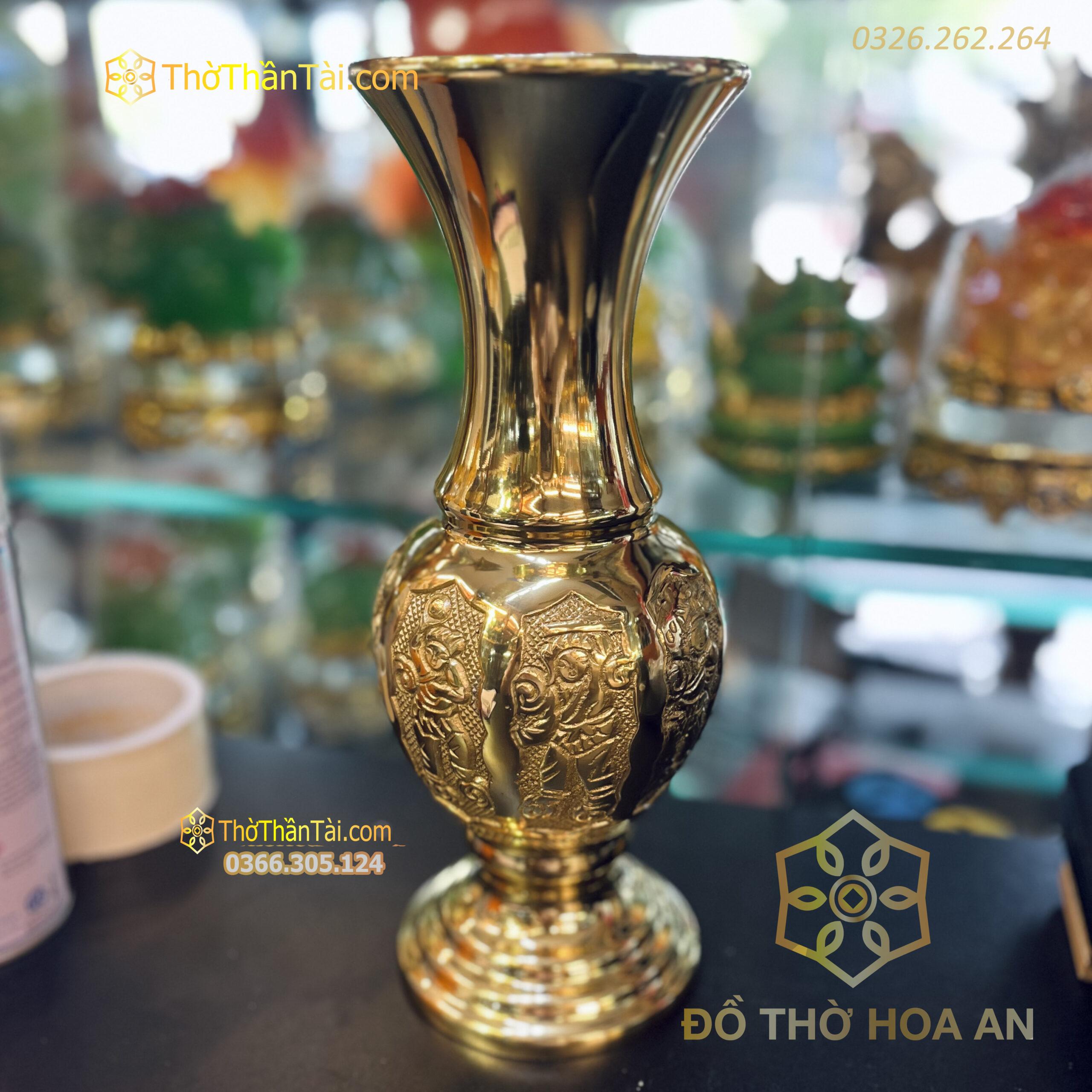 Lọ Hoa Đồng Bát Tiên Đồng Vàng