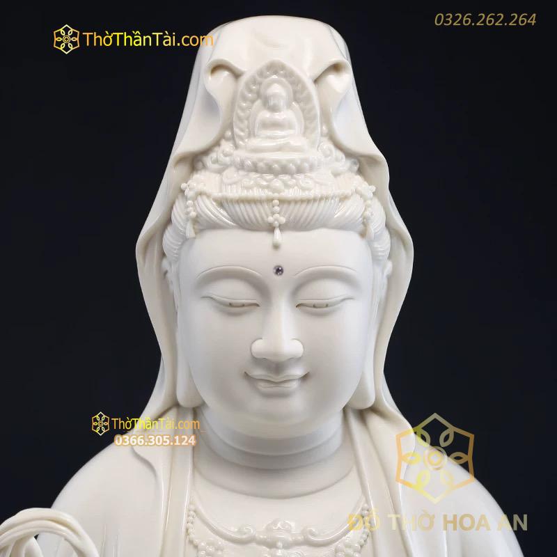 Tượng Phật Bà Quan Âm Đá Bạch Ngọc