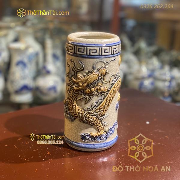 Ống Hương Men Rạn Đắp Nổi