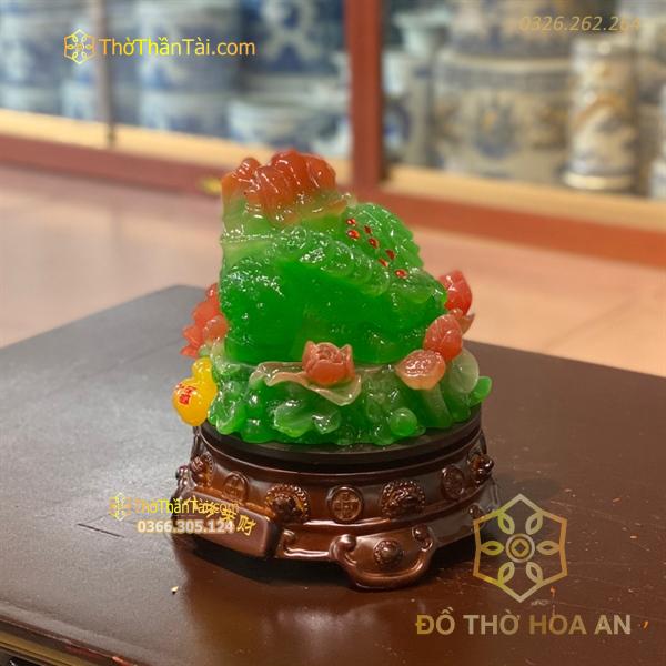 Cóc Thiềm Thừ Phong Thuỷ Xoay Đế Gỗ Hồ Lô Xanh