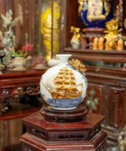 Bình Hút Lộc Thuận Buồm Xuôi Gió Đắp Nổi Mang Lại May Mắn Thu Hút Tài Lộc Trang Trí Nhà Cửa Phòng Làm Việc