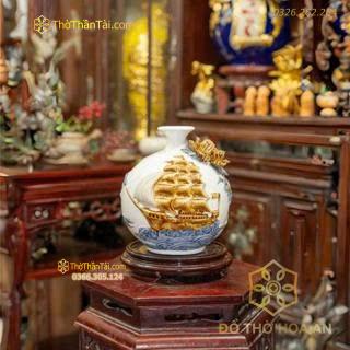 Bình Hút Lộc Thuận Buồm Xuôi Gió Đắp Nổi Mang Lại May Mắn Thu Hút Tài Lộc Trang Trí Nhà Cửa Phòng Làm Việc