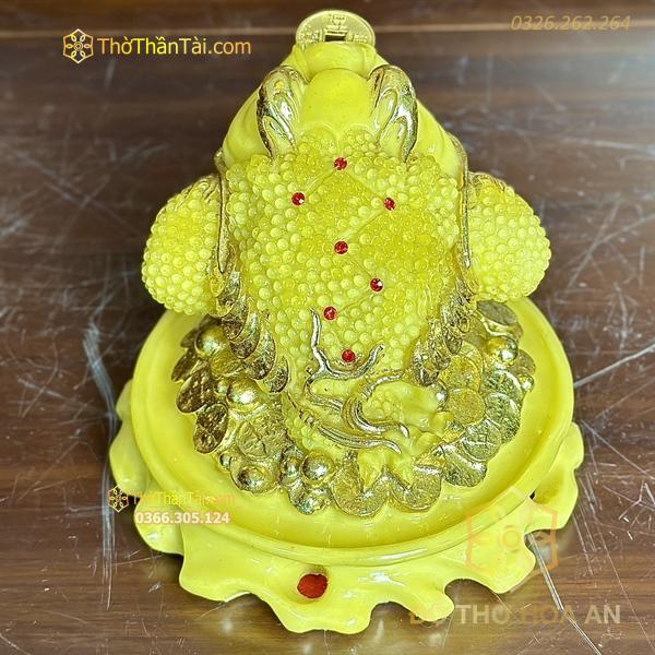 Cóc Thiềm Thừ Phong Thủy Đế Tròn Bột Đá Vàng