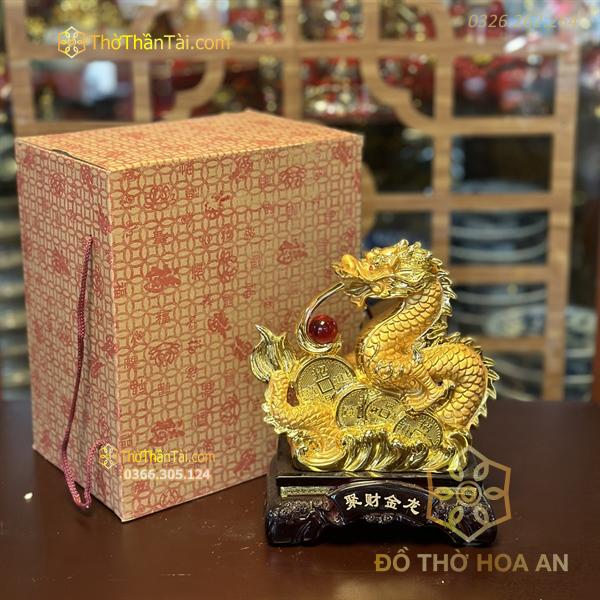 Tượng Rồng Vàng Ôm Dây Tiền