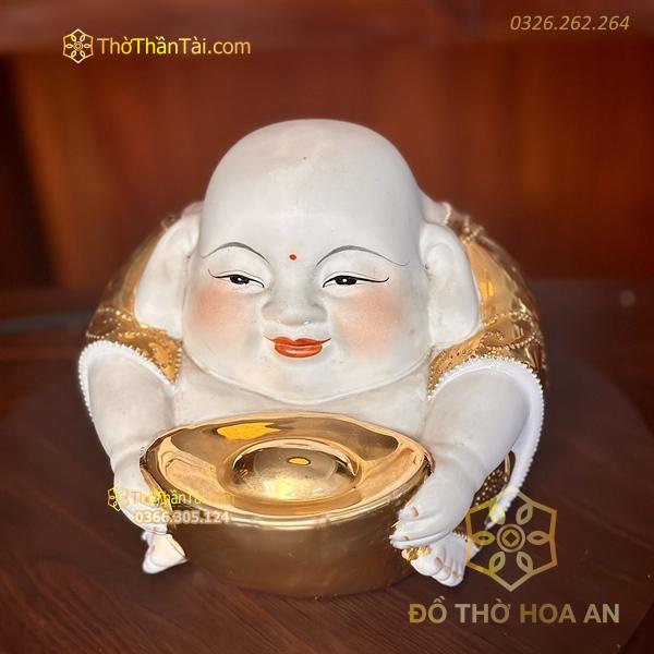 Tượng Di Lặc Sứ Ôm Thỏi Vàng