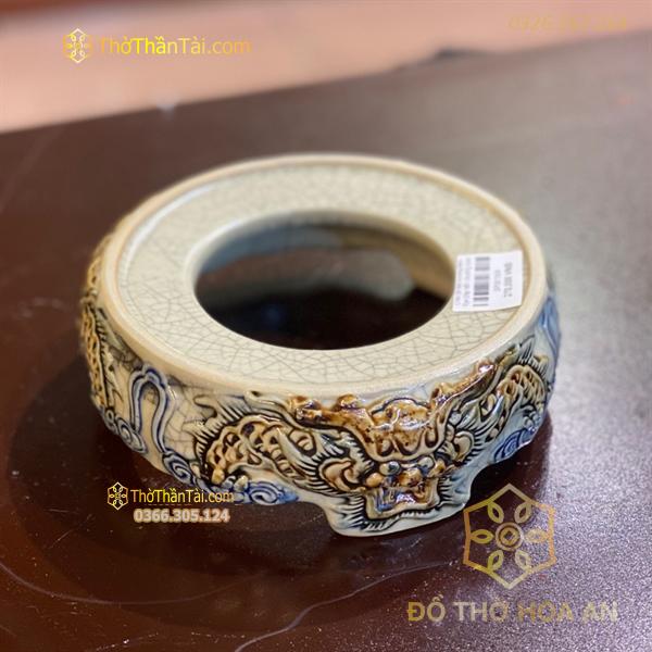 Chân Đế Bát Hương Men Rạn Đắp Nổi