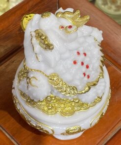 Cóc Thiềm Thừ Phong Thủy Đế Xoay Bột Đá Trắng