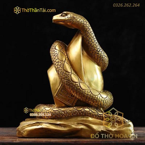 Rắn Đồng Ôm Thỏi Vàng Phong Thủy