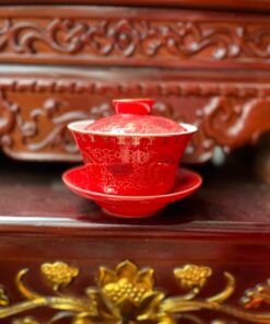 Bát Sâm/Bát Nước Sứ Gấm Đỏ