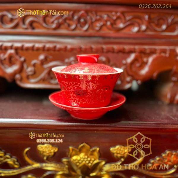 Bát Sâm/Bát Nước Sứ Gấm Đỏ