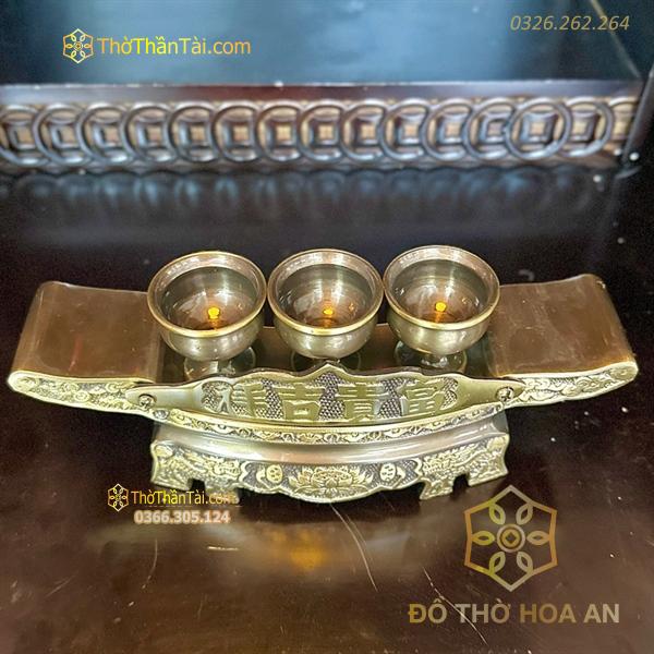 Kỷ Ngai Thờ 3 Chén Đồng Hun
