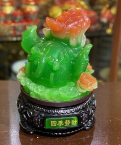 Tỳ Hưu Tọa Hoa Phong Thuỷ Xoay Đế Gỗ Xanh