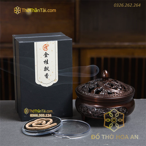 Đốt Trầm Đồng Nắp Rồng Phượng