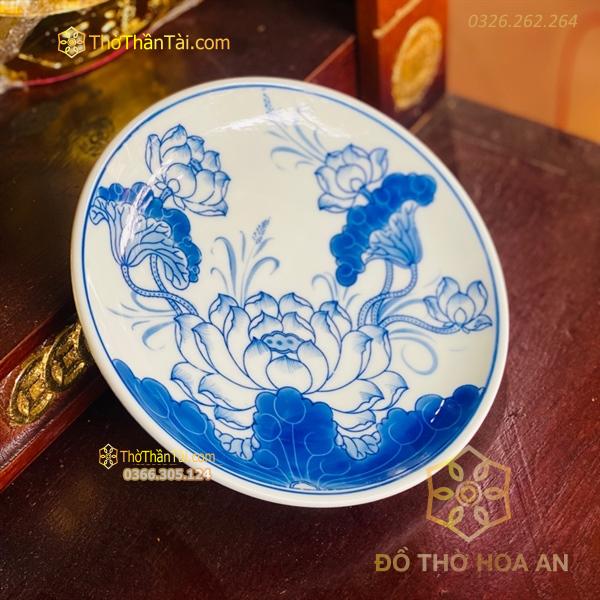 Mâm Bồng Thờ Hoa Sen Men Ngọc Chân Thấp