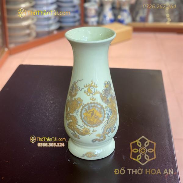 Lọ Hoa Dáng Huệ Men Vàng Ngà