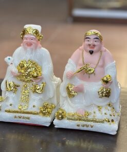 Tượng Thần Tài Thổ Địa Bột Đá Vuông Trắng