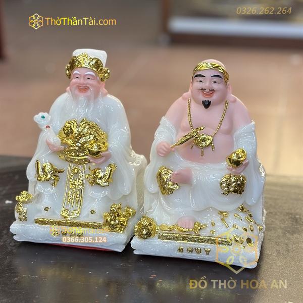 Tượng Thần Tài Thổ Địa Bột Đá Vuông Trắng