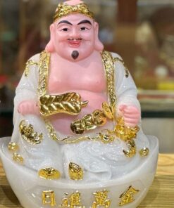 Tượng Thần Tài Thổ Địa Cục Vàng Bột Đá Trắng