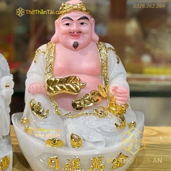 Tượng Thần Tài Thổ Địa Cục Vàng Bột Đá Trắng