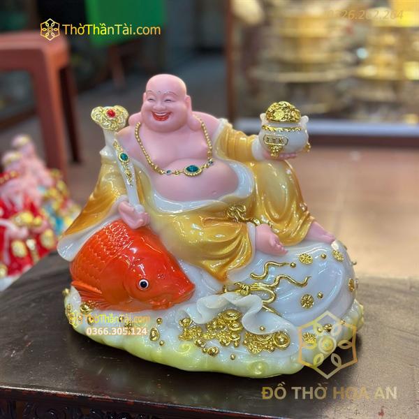 Tượng Phật Di Lặc Cá Bột Đá Vàng
