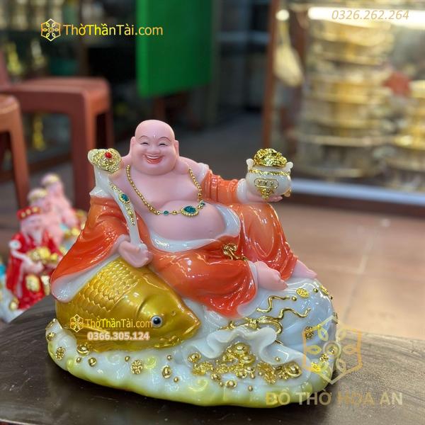 Tượng Phật Di Lặc Cá Bột Đá Đỏ