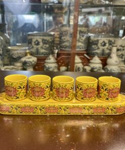 Khay Nước 5 Chén Gấm Vàng