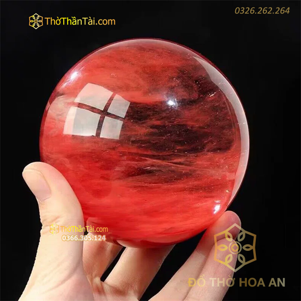 Quả Cầu Đá Phong Thủy Obsidian Đỏ
