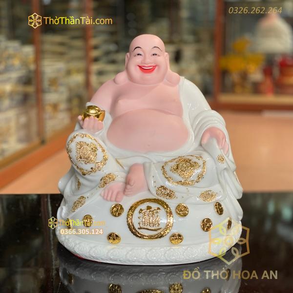 Tượng Di Lặc Tụ Bảo Bột Đá Trắng