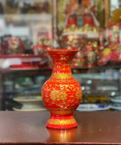 Lọ Hoa Sứ Gấm Đỏ