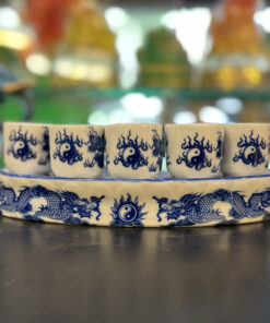 Khay/Kỷ nước Bát Tràng Rồng 5 Chén Men Lam