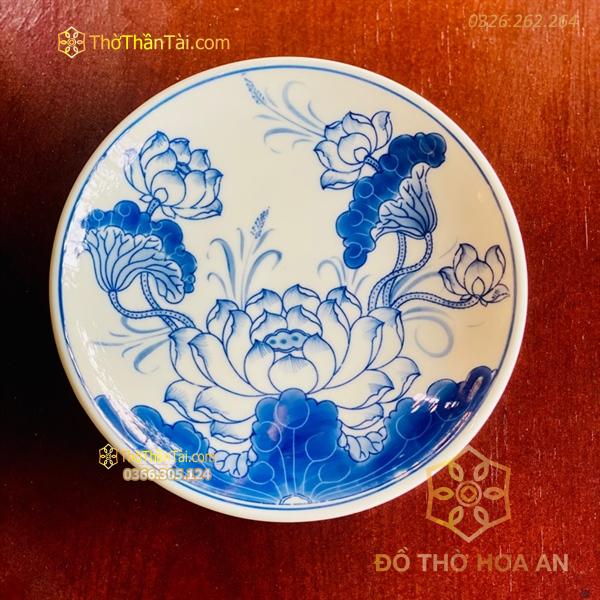 Mâm Bồng Thờ Hoa Sen Men Ngọc Chân Thấp