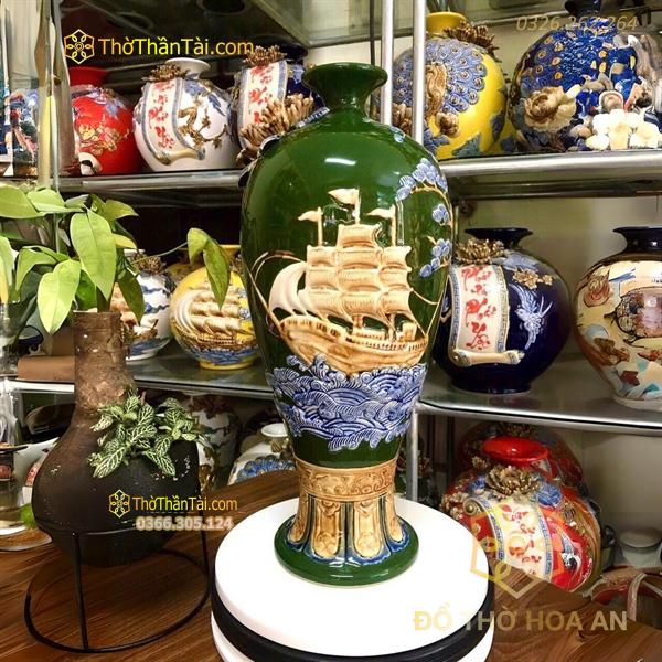 Mai Bình Thuận Buồm Xuôi Gió Men Màu Đắp Nổi