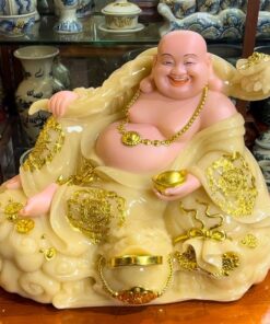 Tượng Di Lặc Phú Qúy Cóc Bột Đá Vàng
