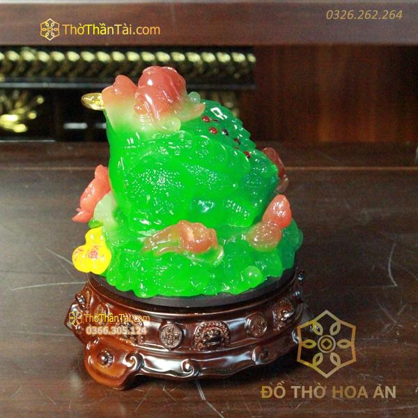 Cóc Thiềm Thừ Phong Thuỷ Xoay Đế Gỗ Hồ Lô Xanh