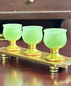 Khay 3 Chén Lưu Ly Xanh Bọc Đồng