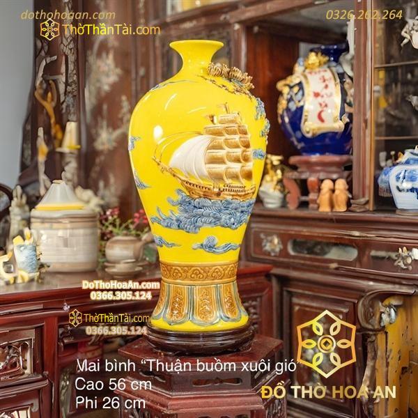 Mai Bình Thuận Buồm Xuôi Gió Men Màu Đắp Nổi