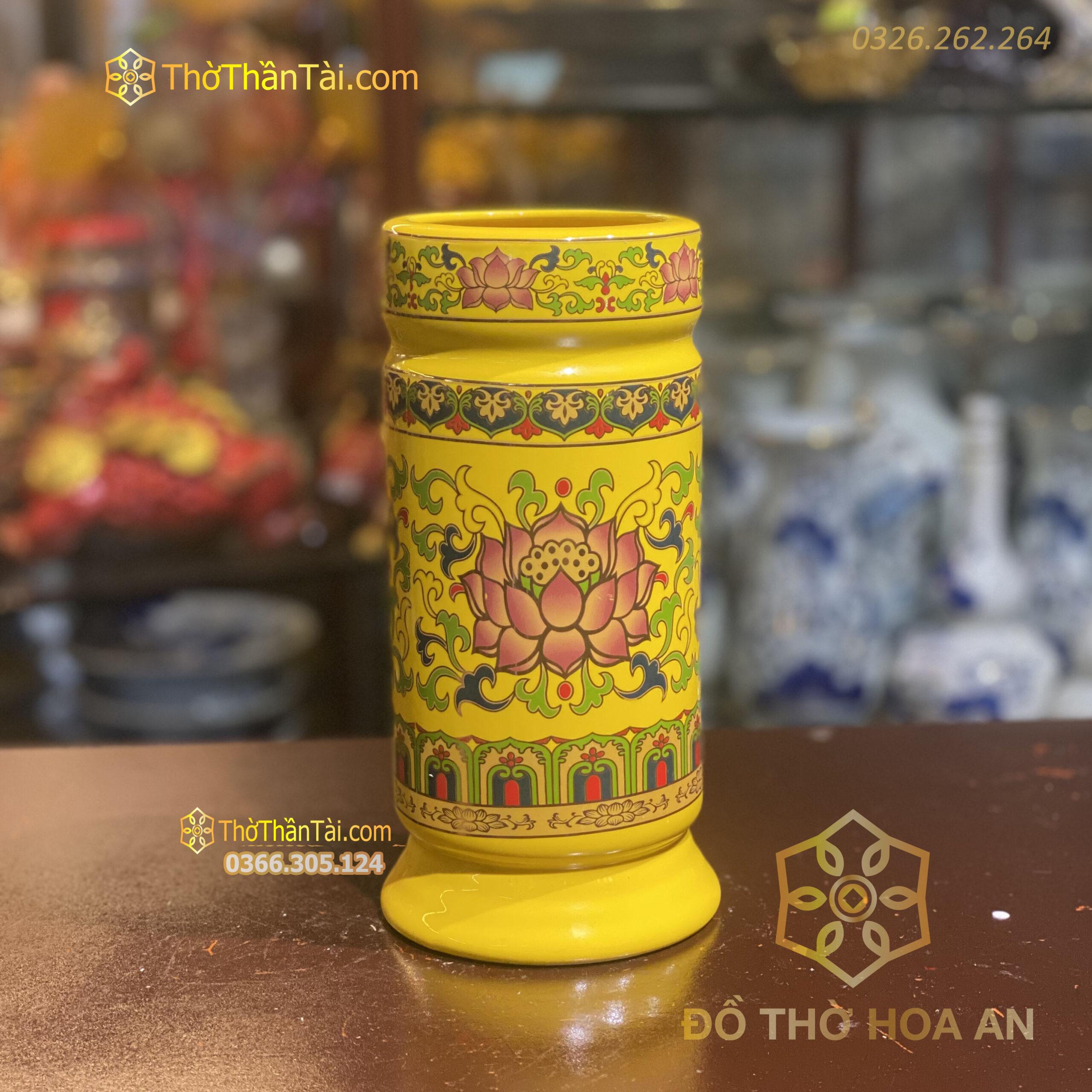 Ống Đựng Hương Gấm Vàng