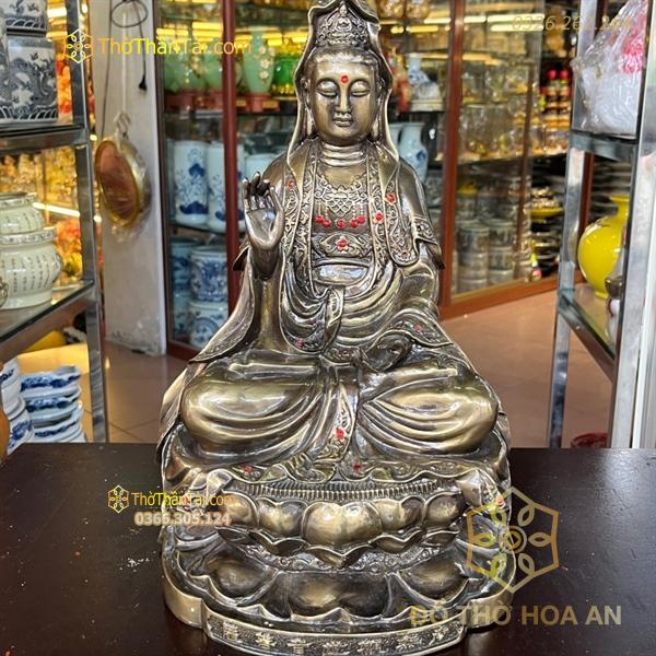 Tượng Phật Bà Quan Âm Tọa Sen Đồng Hun