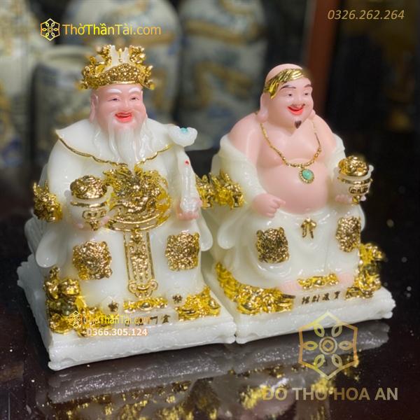 Tượng Thần Tài Thổ Địa Phú Quý Bột Đá Trắng