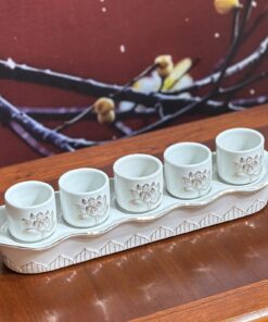 Khay 5 Chén Hoa Sen Bạch Ngọc