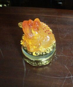 Cóc/ Thiềm Thừ Phong Thuỷ Xoay Đế Kính Lưu Ly Cam