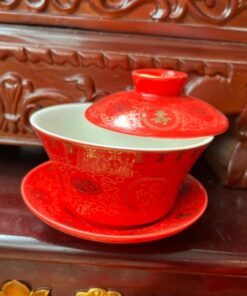 Bát Sâm/Bát Nước Sứ Gấm Đỏ