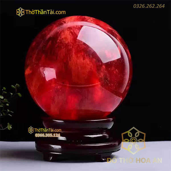 Quả Cầu Đá Phong Thủy Obsidian Đỏ
