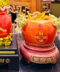 Bồn Tụ Bảo Chiêu Tài Bột Đá Đỏ