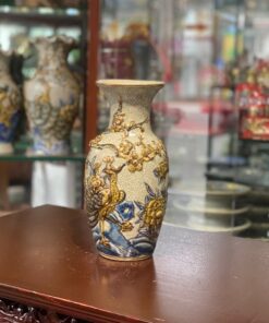 Lọ Hoa Lục Bình Công Danh Phú Quý Men Rạn Vẽ Vàng 24K