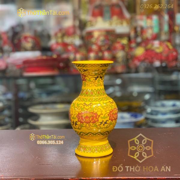 Lọ Hoa Sứ Gấm Vàng