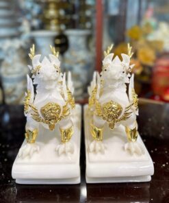 Cặp Tỳ Hưu Bột Đá Trắng